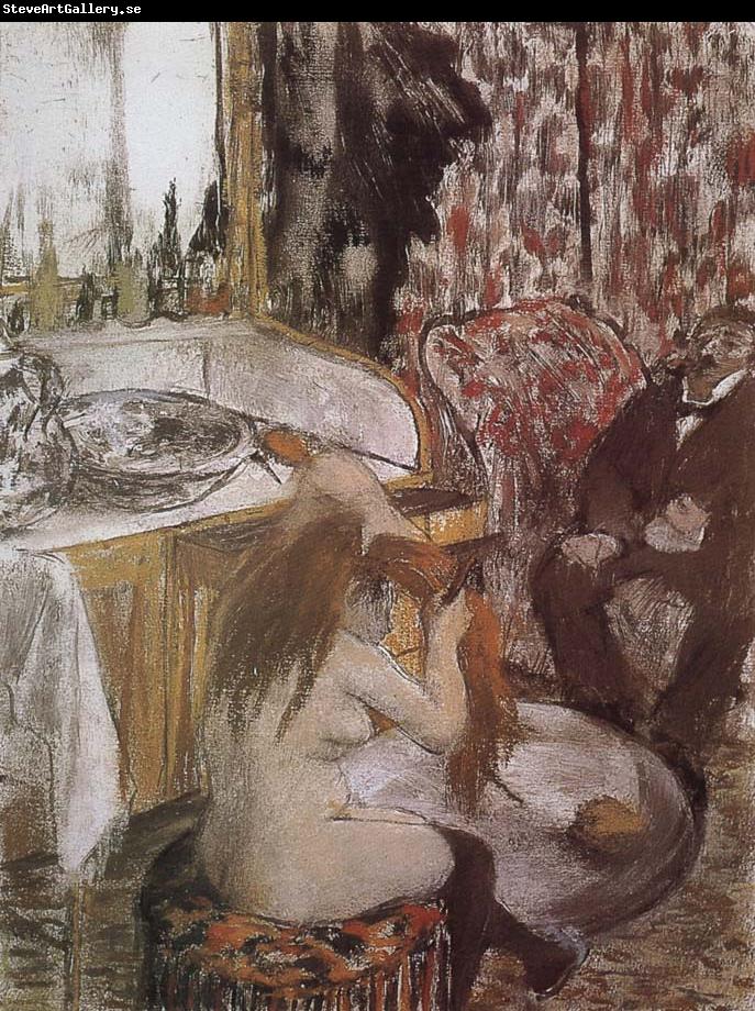 Edgar Degas Naked  doing up her hair